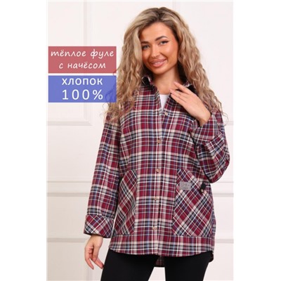 1094 Рубашка женская теплая (Бордовый)