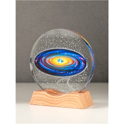 Световая фигурка стекло «Диск. Голограмма: Млечный путь», 5×LED, d=10 см, USB, цветной, 10×4×11.4 см