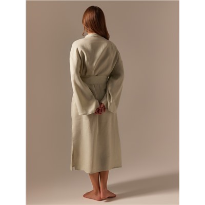 Халат домашний женский SL Linen Home, размер 44-46, светло-зелёный