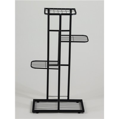 Подставка для цветов Greengo, 4 полки, 43×22×82 см, напольная, металл, чёрная