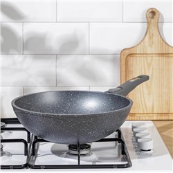 Сковорода - вок Мечта «Гранит», d=28 см, съёмная ручка, антипригарное покрытие, литой алюминий, серая