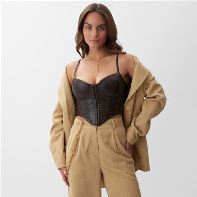 Корсет женский кожаный MIST, размер XS, коричневый