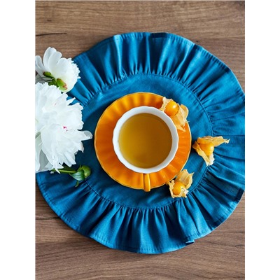 Набор салфеток «Этель», 36×36 см - 2 шт., тёмно-бирюзовый, лён 48%, хлопок 52%, 206 г/м²