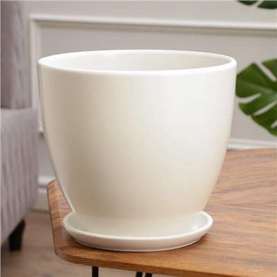 Горшок для цветов «Колор гейм», керамический, с поддоном, 8.9 л, белый