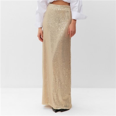Юбка макси из пайеток женская MIST, размер 46, золотая