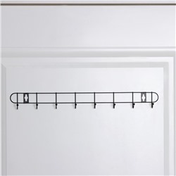 Вешалка настенная Доляна «Лайт», 8 крючков, 43×5×3 см, чёрная