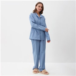 Пижама женская (рубашка, брюки) KAFTAN Basic, размер 52-54, голубая