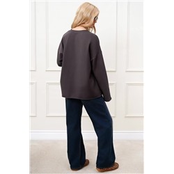 Женский лонгслив оверсайз из футера двухнитки Happyfox