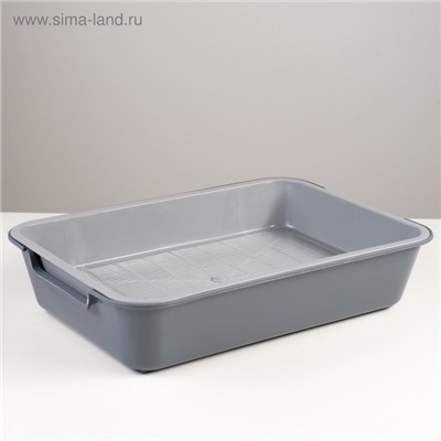 Туалет с сеткой «Белла» для кошек, 37×27×8 см, серый