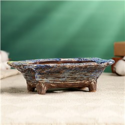 Декоративный горшок - бонсайница для кактусов и суккулентов, 200 мл, 16.5×11.5×5 см, керамический