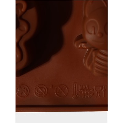 Форма для шоколада Доляна «Насекомые», силикон, 22×11.5×2 см, 8 ячеек, коричневая