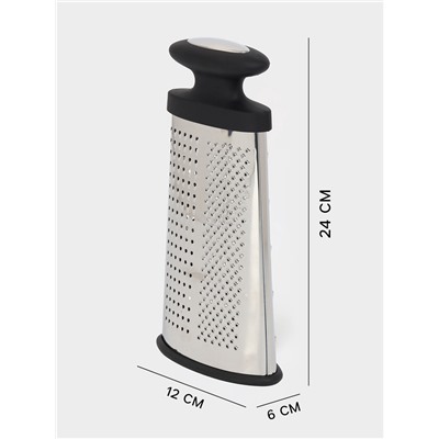 Тёрка овальная Доляна «Профи», 24×12×6 см, прорезиненная, ручка, чёрная