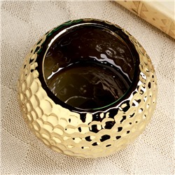 Декоративное кашпо для цветов «Пиппа», 15×15×9.5 см, керамическое, золотистое