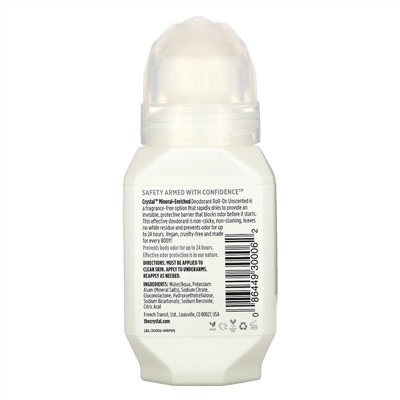 Crystal Body Deodorant, Минеральный шариковый дезодорант, без запаха, 66 мл