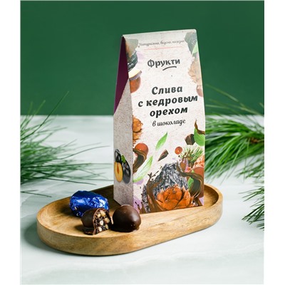 Фрукти "Слива с кедровым орехом" / шоколад 72% / картон / 120 гр / Солнечная Сибирь