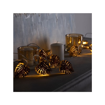 Гирлянда «Нить» 2.5 м с насадками «Листочек», IP20, прозрачная нить, 10 LED, батарейки AAх2 (нет в комплекте), свечение тёплое белое