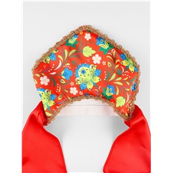 Кокошник карнавальный «Народные узоры», красный