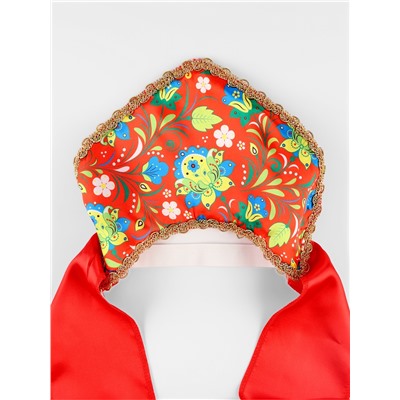 Кокошник карнавальный «Народные узоры», красный