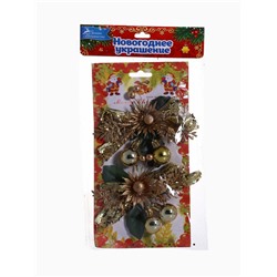 Ёлочные игрушки 2 шт. «Зимнее волшебство. Зимнее чудо» пластик, цветок шарики, 12×11 см, золото