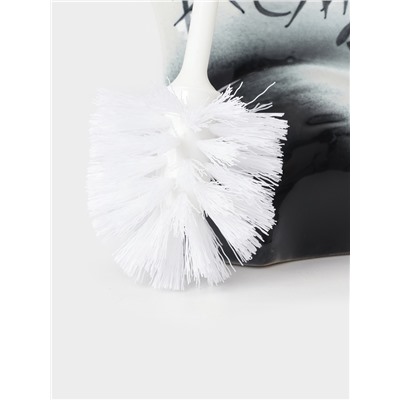 Ёршик для унитаза с подставкой «Кот-хулиган», фарфор, белый