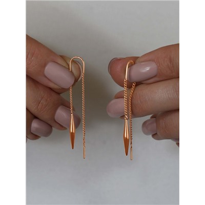 Серьги-продёвки из золочёного серебра 925 пробы п7-677з