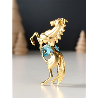 Фигурка металл «Лошадь» с 2 голубыми хрусталиками, 5.5×2×8 см