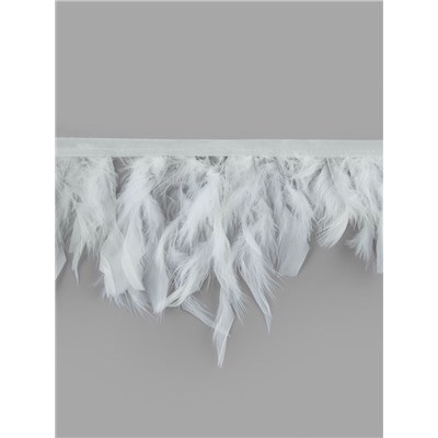 Перья индюка декоративные, на ленте, 13-17 см, 5±0.5 м, белые