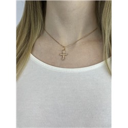 Крест из золочёного серебра с фианитами - 2,9 см 925 пробы 3-086з