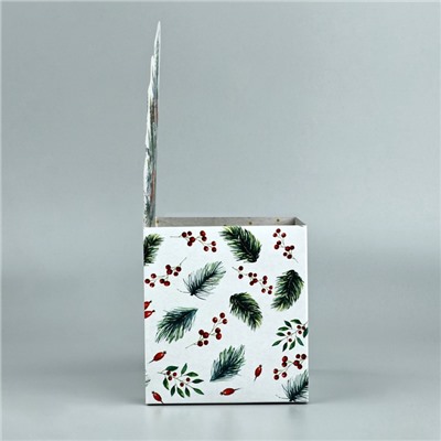 Коробка новогодняя для мини-букетов «С Новым годом», 12×17×10 см