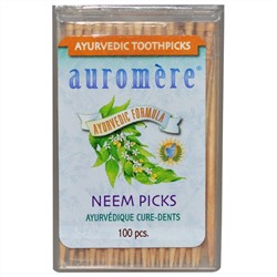 Auromere, Аюрведические зубочистки, зубочистики с нимом, 100 штук