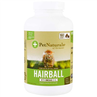 Pet Naturals of Vermont, комок шерсти для кошек, 160 жевательных таблеток, 240 г (8,46 унции)