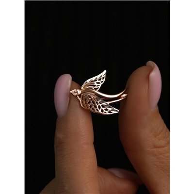 Брошь из золочёного серебра с родированием и алмазной огранкой - Ласточка п5-090-2з