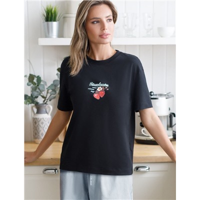 Футболка с принтом свободная эластичная из премиального хлопка