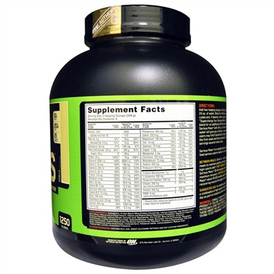Optimum Nutrition, Порошок Serious Mass с высоким содержанием белка для набора веса, со вкусом ванили, 2,72 кг