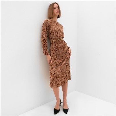 Платье миди женское MINAKU: Silk pleasure, шоколадное, размер 46