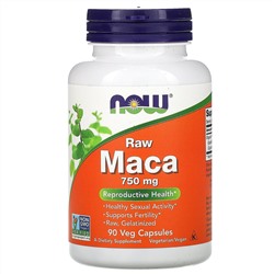 Now Foods, Мака, необработанная, 750 мг, 90 растительных капсул