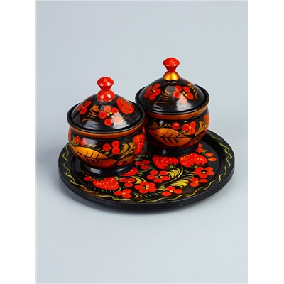 УЦЕНКА Набор специй «Земляничка», средний, 15×15×6 см, хохлома