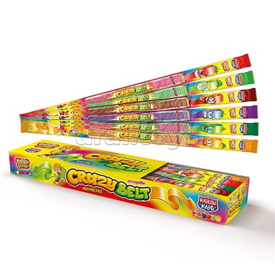 Мармелад в кислой обсыпке "Crazy gummy. Crazy belt" (кислый ремешок) ассорти 15гр*72шт