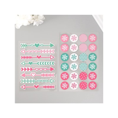 Набор наклеек для творчества «Снежная любовь», 2 листа, 22×12.5 см