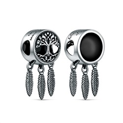 Подвеска-бегунок из чернёного серебра с агатом - Талисман ("Believe in the power of your dreams"/"Верьте в силу своей мечты" ) 5102006