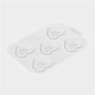 Форма для шоколада и конфет «Сердечный порыв», 5 ячеек (6×6.8×0.7 см), 21×14×1 см, пластик, прозрачная