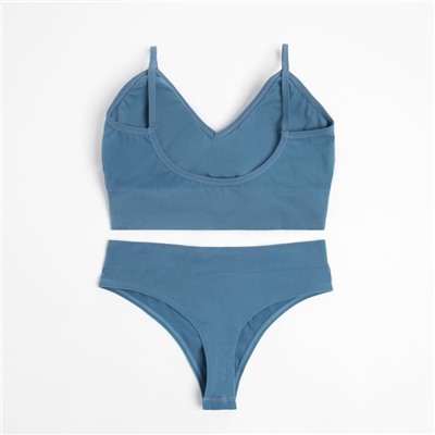 Комплект нижнего белья женский (топ, трусы) Collorista, синий, размер 42-44