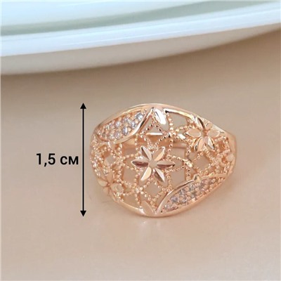 Кольцо 19 р ювелирная бижутерия коллекция "Дубай", покрытие позолота, вставка: фианиты, цвет: прозрачный, арт.314.945-19