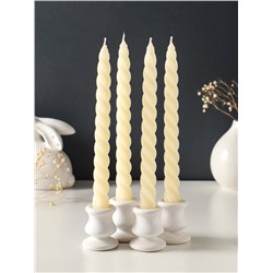 Набор свечей витых, 2.3×24.5 см, 5 ч, 50 г, 4 шт., слоновая кость
