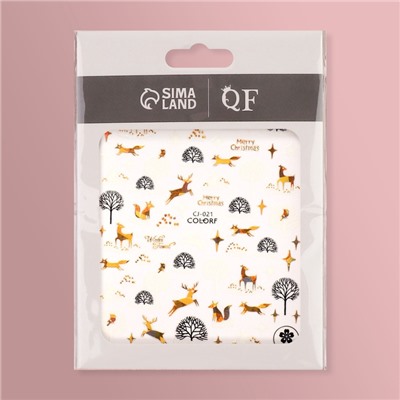 Наклейки для ногтей «Зимний лес», фольгированные, разноцветные