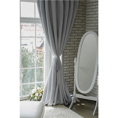 Штора блэкаут портьерная «Этель», размер 250×265 см, цвет металл