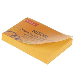 Бумага для заметок с клеевым краем 76х51 мм 100 листов "NEON" оранжевая 090329 Хатбер