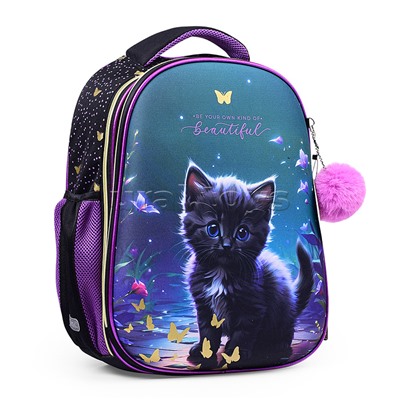 Рюкзак "Choice Lite. Beautiful Cat" жесткий 38x29x17 см (17 л) вес 800 г, 1 отделение на молнии с разделителями для учебников, светоотражающие элементы, в комплекте с брелоком