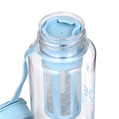 Бутылка для воды, 800 мл, 22×10.5 см, с ситом, синяя