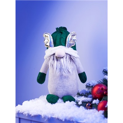 Фигура текстиль «Гном лосяш в зелёном» 33×12×18 см, 1 LED, от батареек AG10×3, свечение тёплое белое
